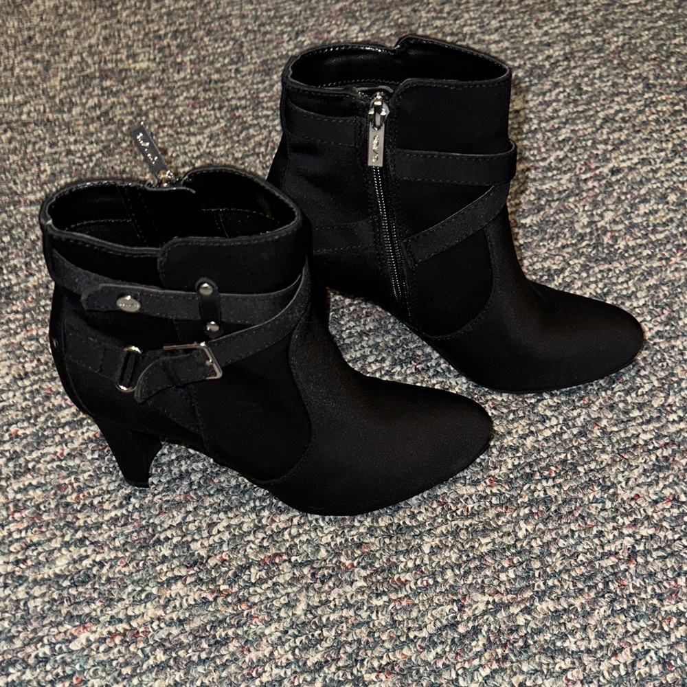 Unisa Black Ankle Booties with Buckle Detail